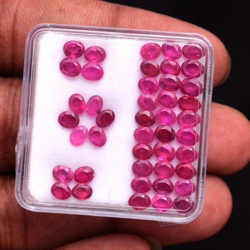 44 Pcs Natural Mozambique Ruby Rich Red 4mm*3mm Oval Faceted Cut Loose Gemstones - Picture 2 of 5