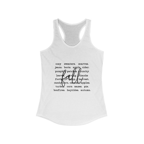 Women's Ideal Racerback Tank Cozy Words Fall Autumn Theme Up To Size 2XL - Picture 2 of 11