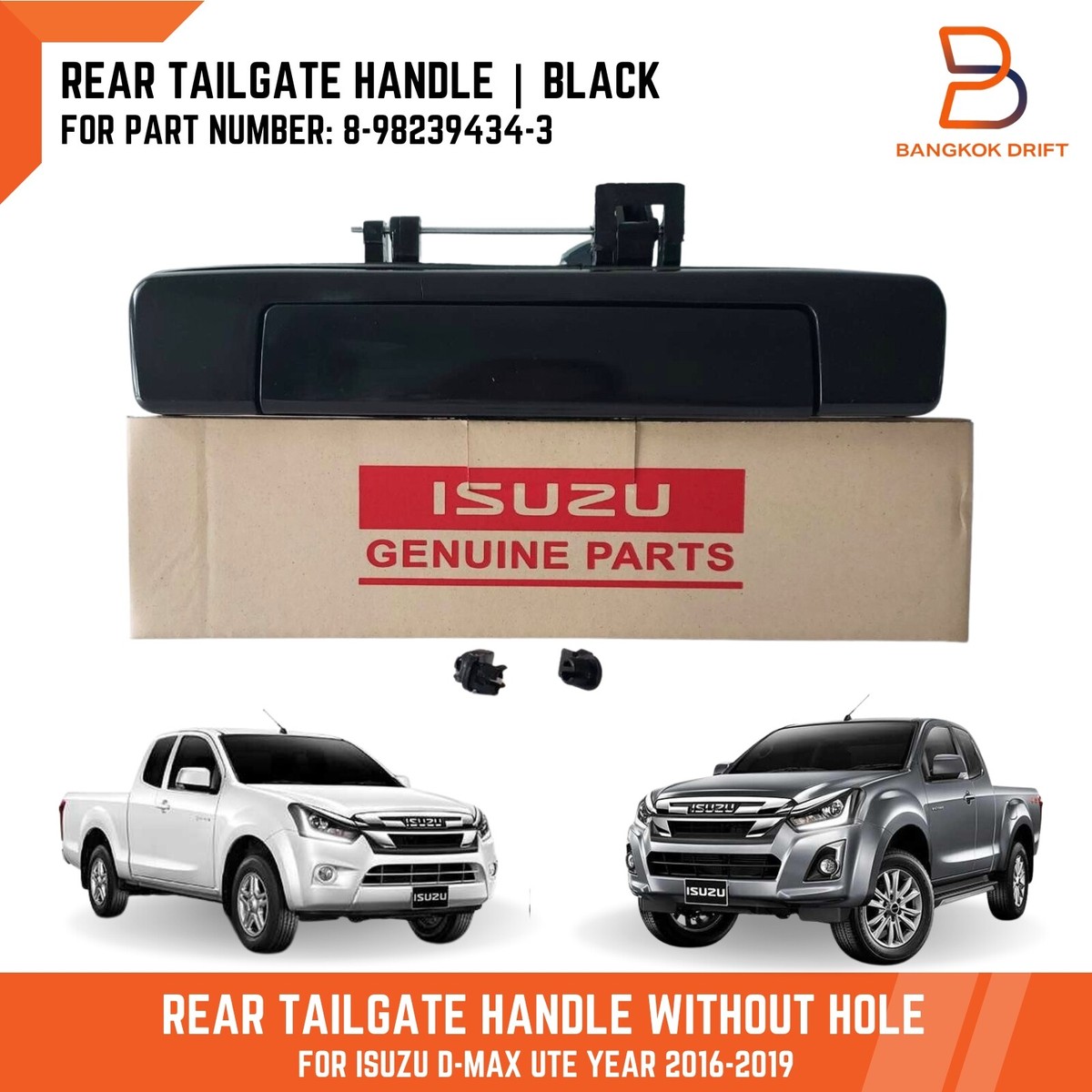Black Rear Tailgate Handle Without Key Hole For Isuzu D-Max UTE 16 