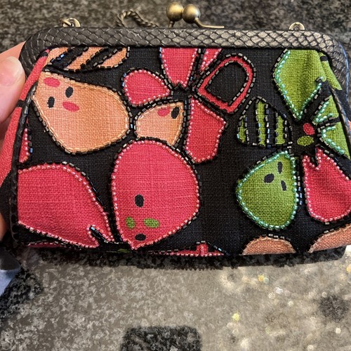 ISABELLE FIORE Floral Canvas Beaded Clutch Handbag - Picture 3 of 12