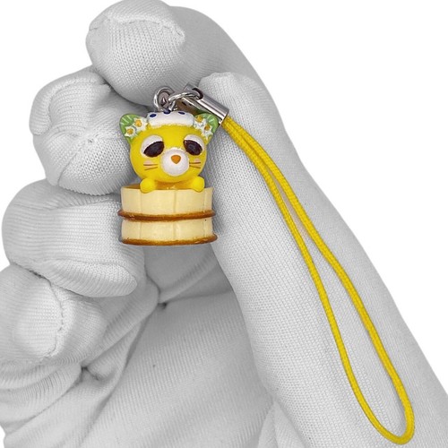 2000s Tea Cat Mascot Strap - Yellow - 第 1/2 張圖片