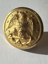 1 Vintage Waterbury Brass Navy Button Eagle With Anchor