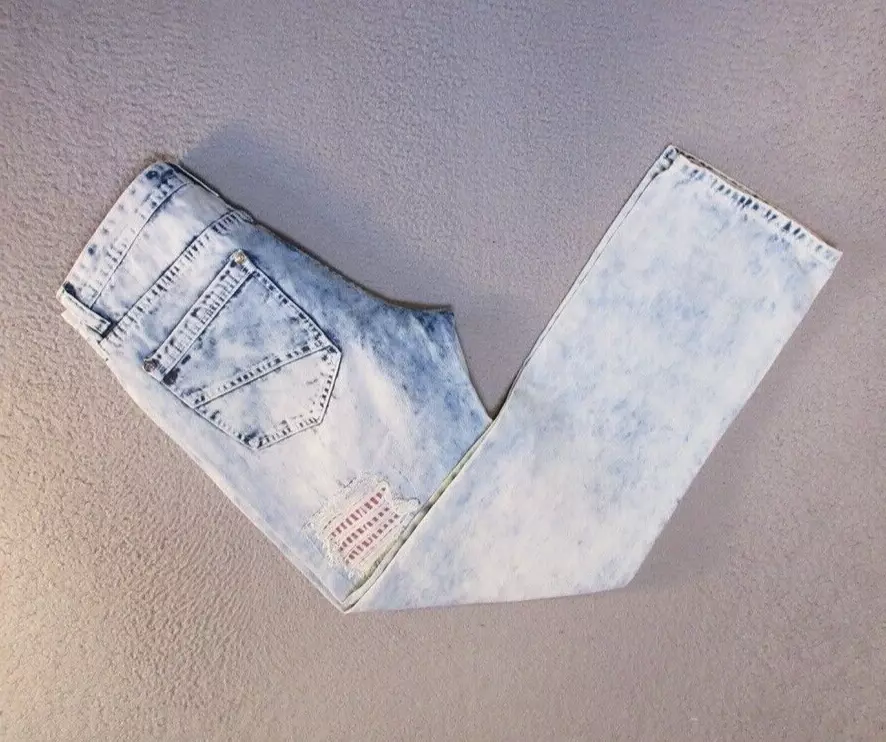 Pantalones de mezclilla Brooklyn Xpress 34x32 para hombre Y2K lavado con ácido aplastado destruido real 33x31 Foto 4 de 4