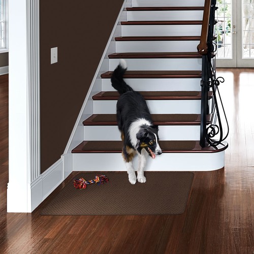 3 x 3 ATTACHABLE RUG FOR STAIR LANDINGS attach carpet floor mat CHOCOLATE BROWN - Picture 6 of 7