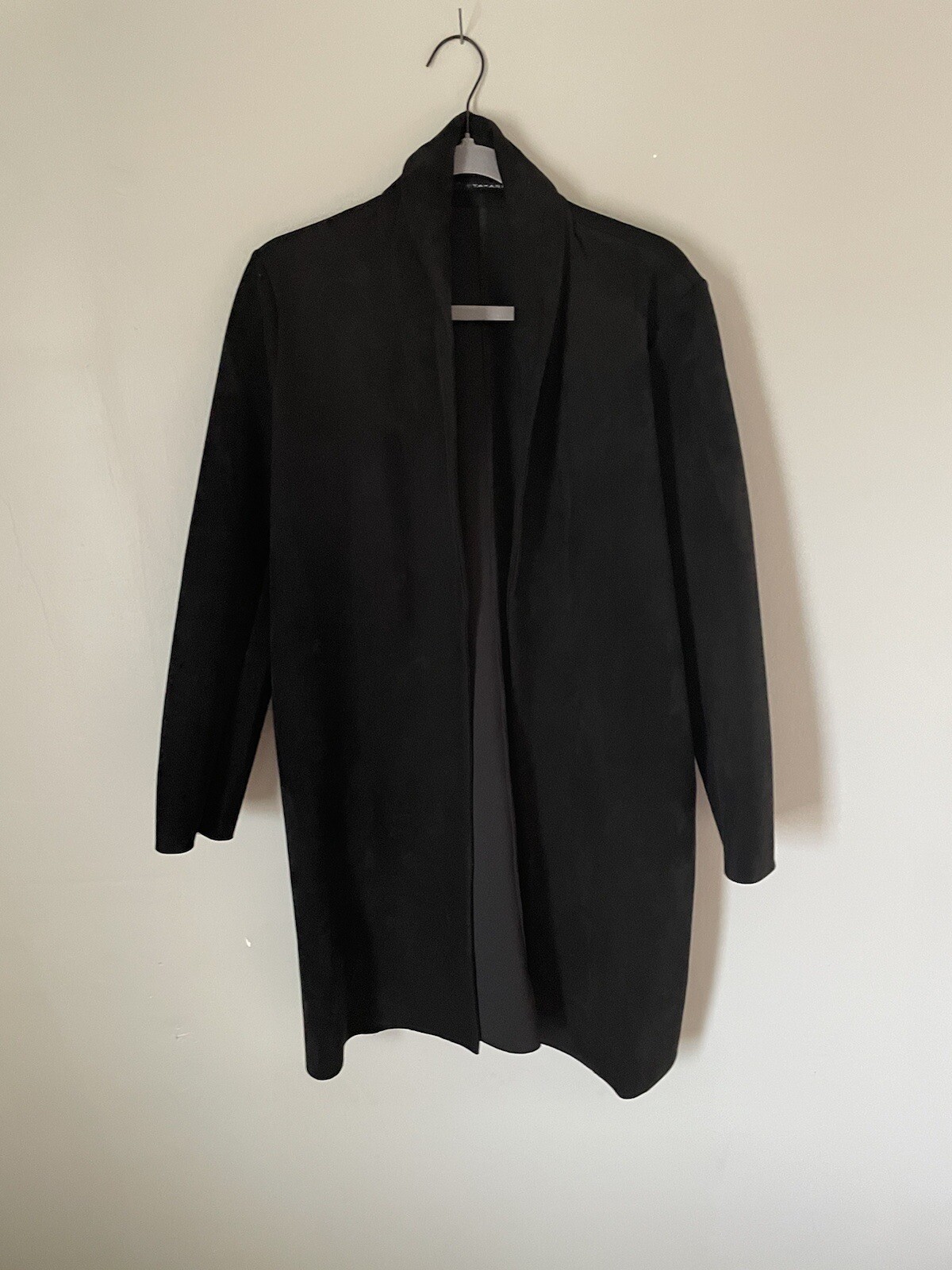 Blazer T Tahari Negro Frente Abierto Chal Solapa Tejido sin Botones-image