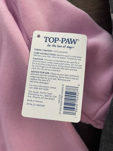 Top Paw Dog Pink Hoodie Sweatshirt & Dog Denim Jacket Size Extra Large Lot Of 2 - Picture 4 of 5