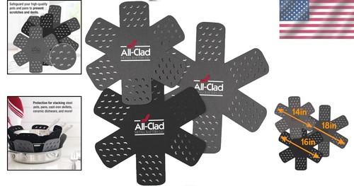 3-Piece Star-Shaped Cookware Protectors Set in Black/Grey for Scratch Protection - Picture 2 of 7