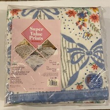 Fashion Print Flower Basket Twin Full Blanket Made in the USA Sealed 1980s