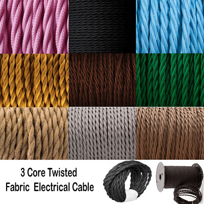 3-adrig gedreht Stoff geflochten Elektro Draht Flex Vintage Lampe Mehrfarbig Kabel