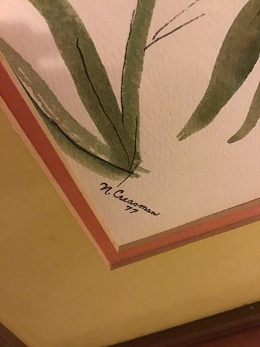 N Cressman Matted Watercolor Flower Signed 1977 Vintage - Picture 7 of 8