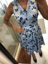 Banana Republic Women's Yellow Blue Floral Fit Flare Tea Dress S 4 NWT $158