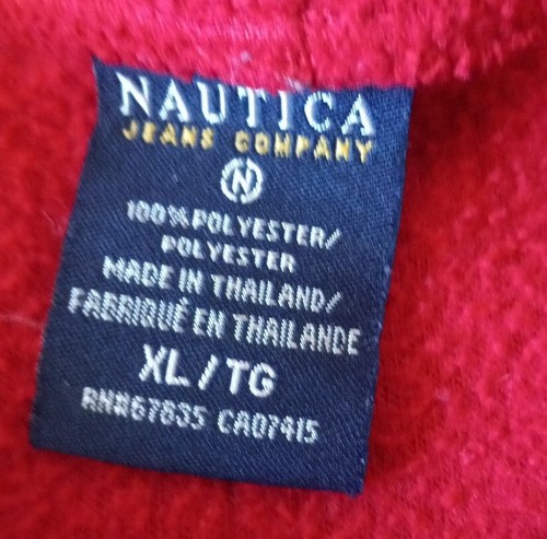 Vintage Nautica Jeans Company Fleece Pullover Hoodie Red XL - Picture 6 of 6