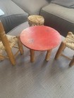 Vtg barbie doll size  wooden & Wicker  Furniture Table, Chairs Stool — photo 2