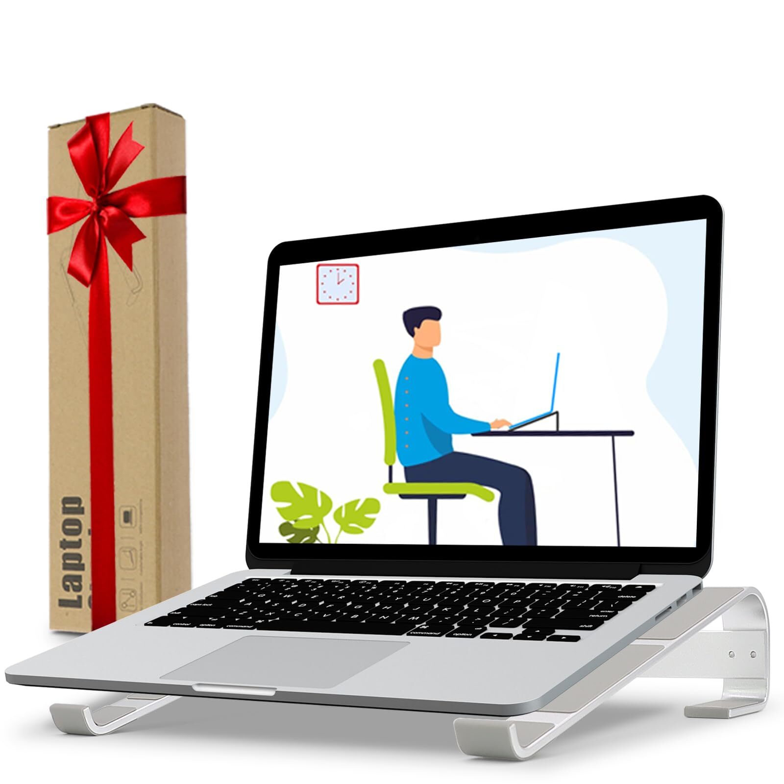 Ergonomic Aluminum Laptop Riser Stand for Desk - Adjustable Cooling Computer Holder for MacBook and Notebook