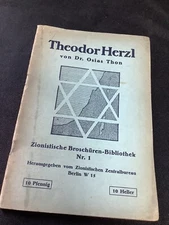 Theodor Herzl Von Dr. Osias Thon c1930 Booklet German Zionistische 