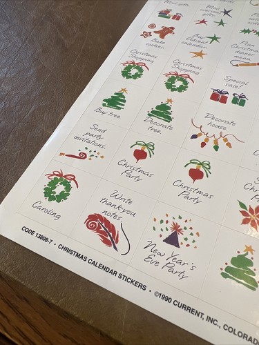 Vintage 1990 Current INC. Christmas Calendar Stickers Holiday Planner 35 Sticker - Picture 2 of 9