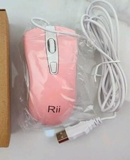 Rii Wired Mouse, USB Computer Mouse RGB Optical Office Mice for PC Pink
