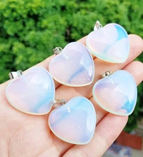 10pcs Opal stone Heart Pendants Chakra Reiki Healing Amulet Energy