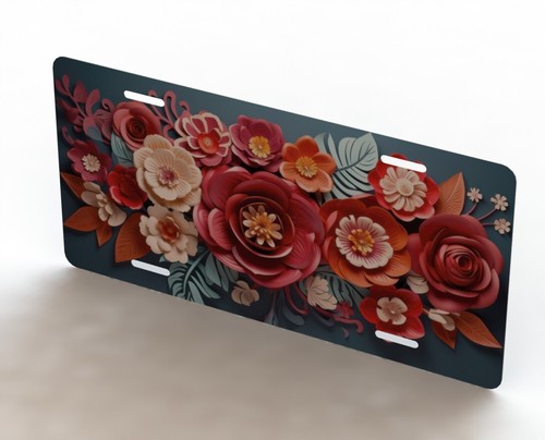 3D Mexican Floral Novelty Car License Plate Flowers - Picture 3 of 6