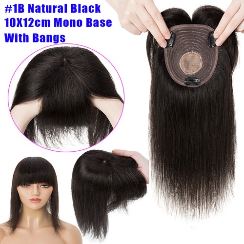 10*12cm 100% Remy Human Hair Topper Toupee Clip in Hairpiece Top Wig For Women - Picture 50 of 53