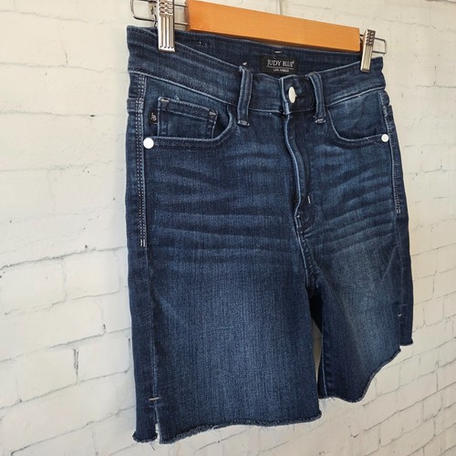 Judy Blue Dark Wash Denim Shorts Size S Stretch Raw Hem Cut Off 5.5" Inch Inseam - Picture 2 of 7
