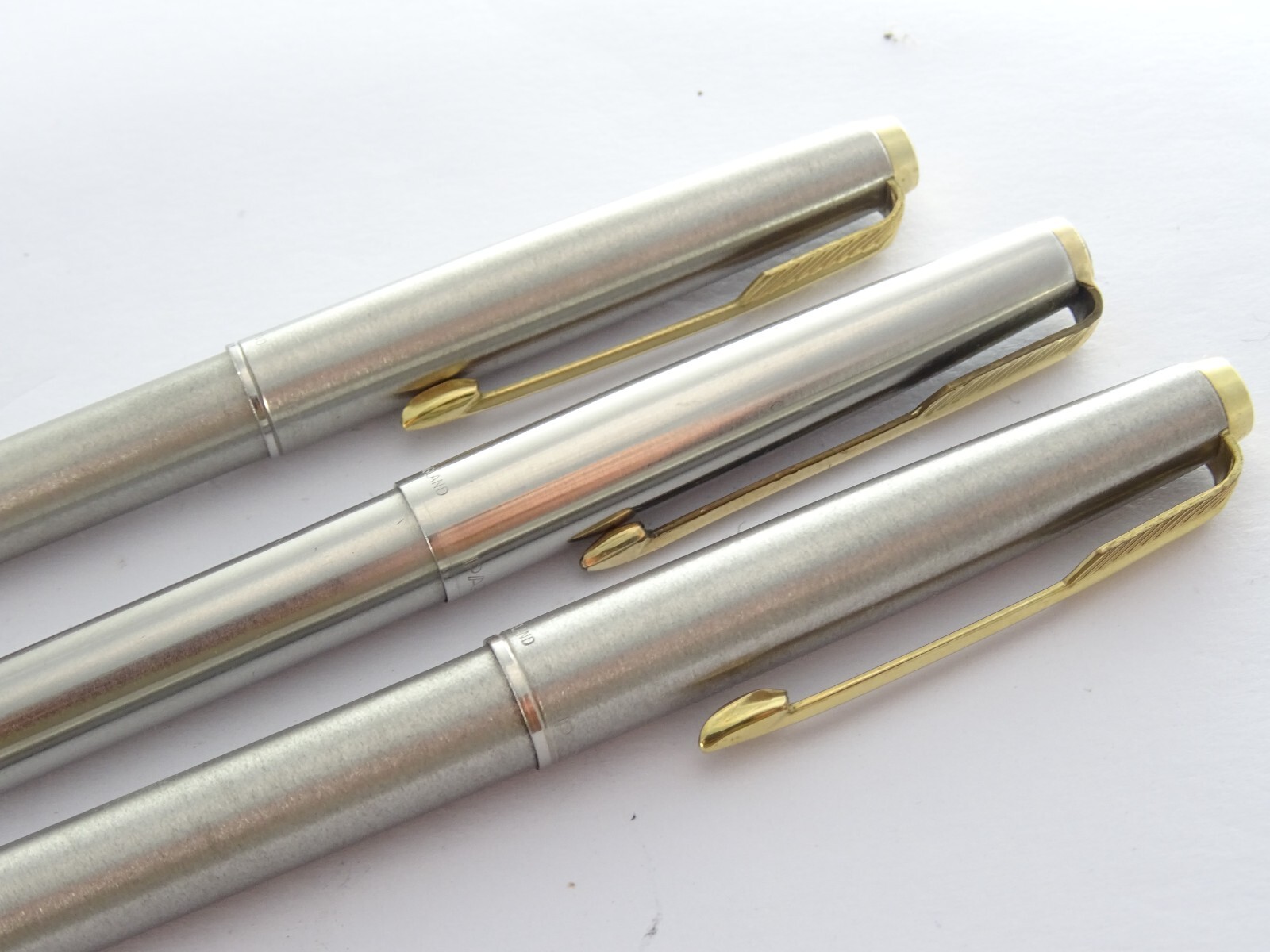 Boxed Vintage Set of 3 Brushed Steel Parker Ballpoint Pens eBay