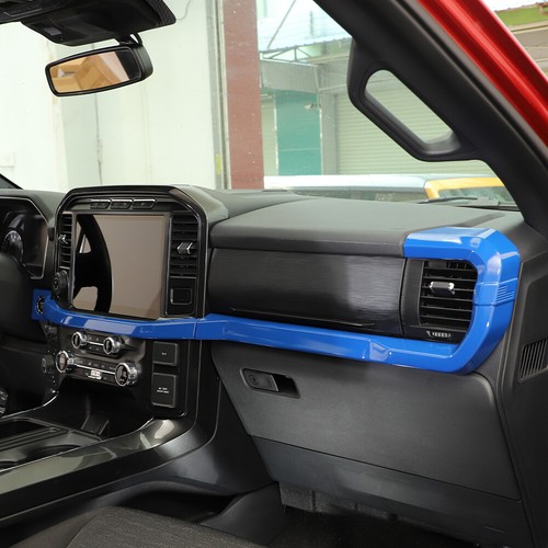 Blue Center Console Dashboard Cover Trim Strips For Ford F150 2021+ Accessories - Picture 5 of 9