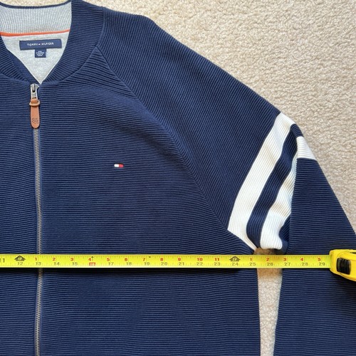 Tommy Hilfiger Cardigan Sweater Baseball Navy Blue Men's Size XXL - Picture 18 of 22