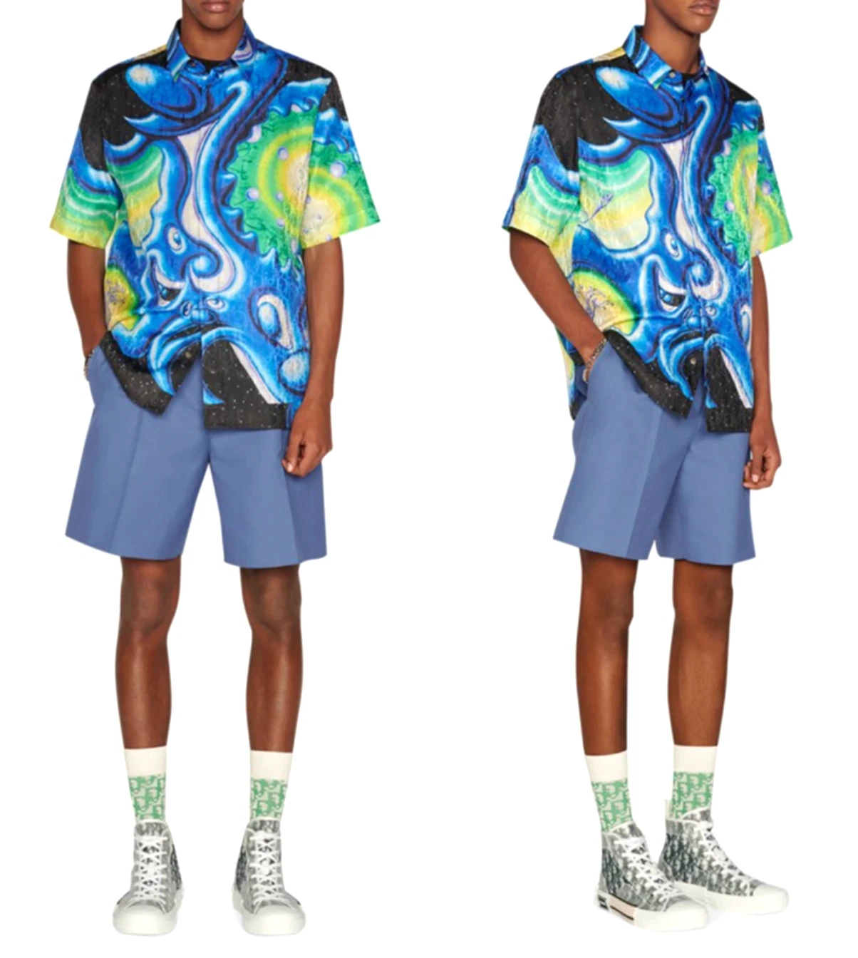 Dior Homme Kenny Hot Deadstock Silk Multicolour Oblique Shirt T shirt M