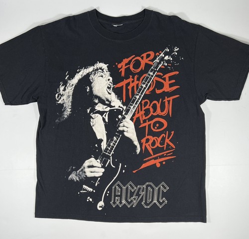 Vintage 2004 AC/DC Band T-Shirt Men's Size L, Black “For Those About To Rock” - Picture 1 of 8