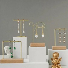 Wooden T-Shaped Jewelry Necklace Rack Earring Display Stand Holder Organizer