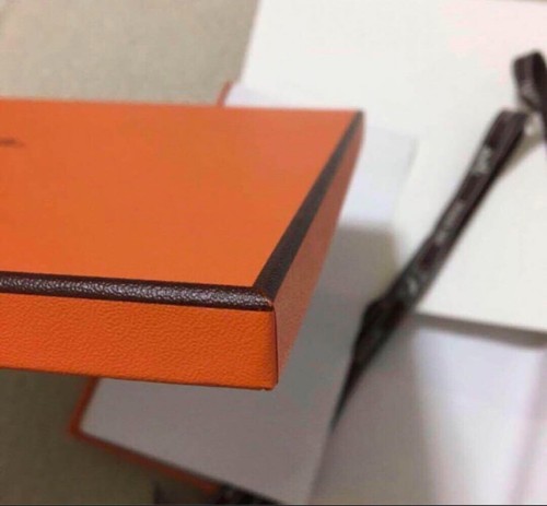 HERMES Scarf Empty Box Gift Present Box Orange 24cm 9.4in W/Ribbon Used carré 90 - Picture 4 of 4