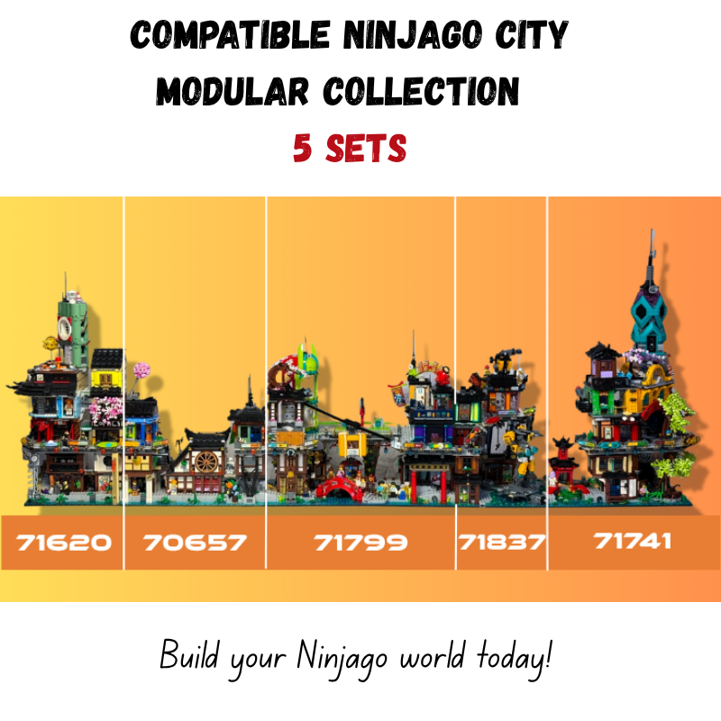 Ninjago City Modular Sets – 70620, 71799, 70657, 71741 71837– Brick  Bundle