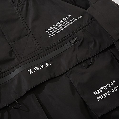 Niepce Men's Techwear Jacket Streetwear Black Hooded Waterproof Windbreaker - Picture 12 of 12
