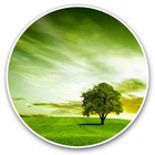 2 x Vinyl Stickers 25cm - Beautiful Green Field Tree Nature Sunset Cool Gift #82