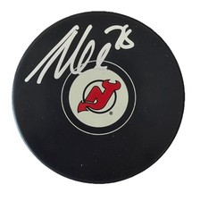 Timo Meier Signed Autographed New Jersey Devils Logo Puck