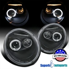 Fits 1998-2005 Volkswagen 98-05 VW Beetle Halo Projector Headlights Black Pair
