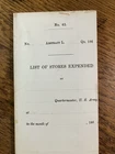 Civil War - Quartermaster Document - "NON-Used" Form - List of Stores Expended