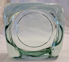 Vintage Large Ashtray,  Cigar, Translucent  Green, Heavy, 6.25" Square