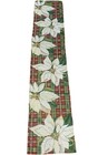 White Poinsettia Holly Tapestry Woven Tartan Plaid Table Runner 13x66 NWOT