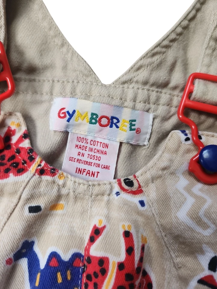 Mono Gymboree Vintage Años 90 Talla Infantil Caqui Algodón Multicolor Animal Novedad Foto 4 de 4