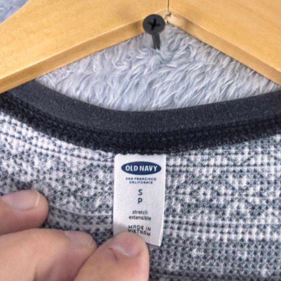 Traje Pijamas Old Navy Para Mujer S Negro Blanco Gris Isla Justa Elastizado Botón Delantero Foto 3 de 4