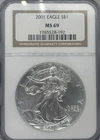 2001 American Silver Eagle Coin - NGC MS69