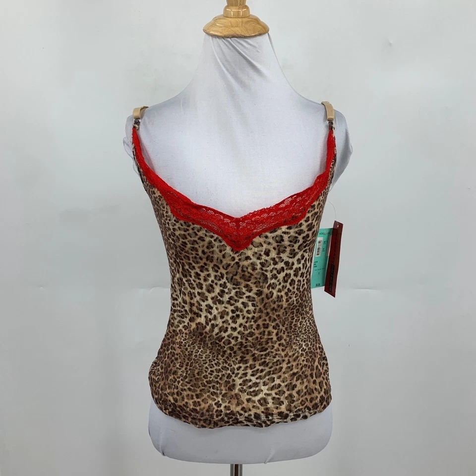 Necessary Objects Cami Womens S Small Multi Leopard Lace Overlay Lined Cropped - Image 2 of 4
