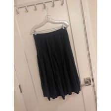 Vintage Pleated Black Midi Skirt Goth Cottagecore Twee Classic Preppy
