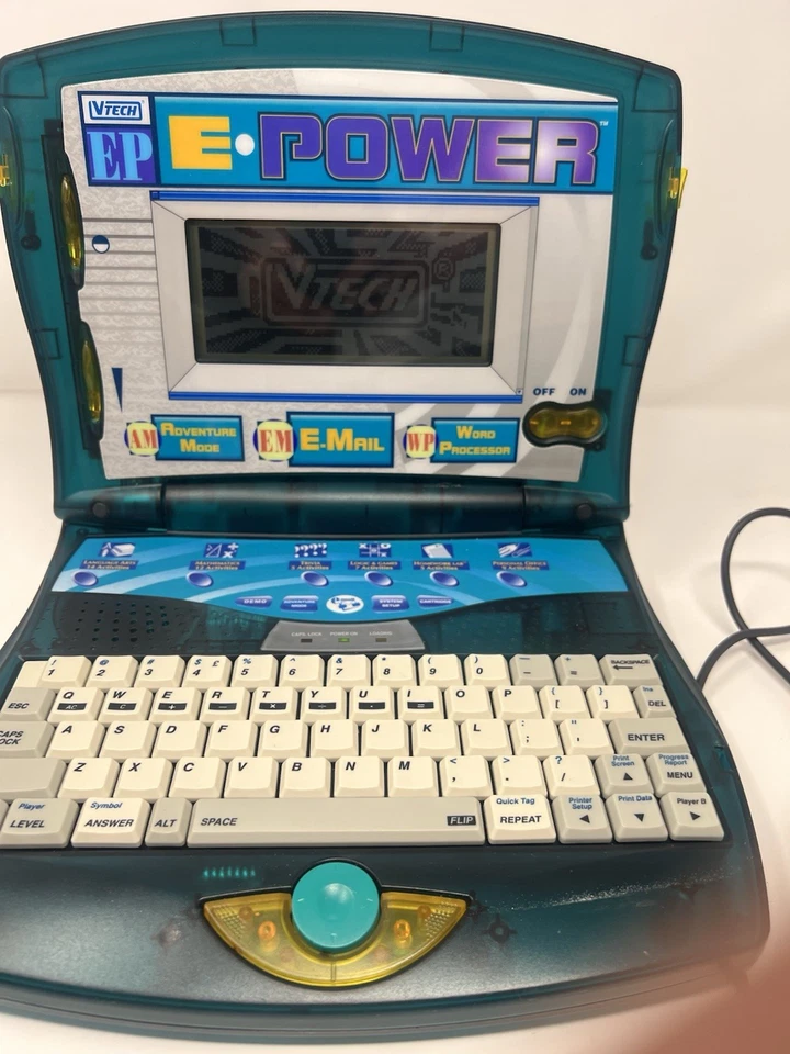 Laptop translúcida Vtech EP E-Power verde azulado rara de colección ~ Foto 3 de 4