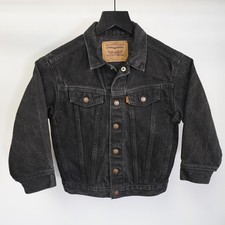 Vintage Levi Strauss Orange Tab Kids Black Denim Jacket Youth 7 90s USA Made