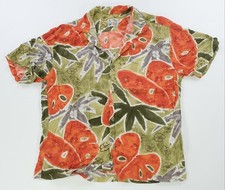 Rare VTG JAMS WORLD Hawaiian Aloha Tropical Leaf All Over Print Camp Shirt 90s L