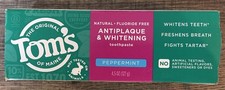 Tom's of Maine Antiplaque Whitening Fluoride-Free Peppermint Toothpaste -4.5oz