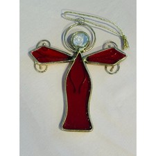 Angel suncatcher stained glass vintage 6  ornament holiday Christmas home decor